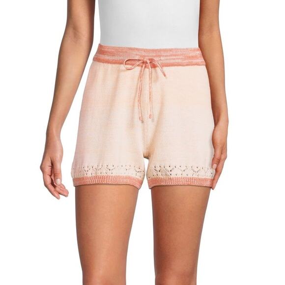 BCBGeneration Drawstring Peach Pink Pointelle Knit Sweater Shorts Medium NWT - Picture 1 of 14